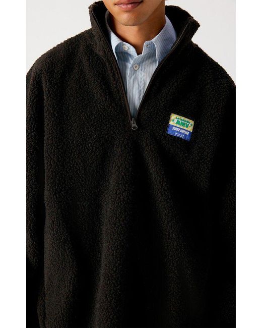American Vintage Black Half-Zip Patch Sweatshirt for men