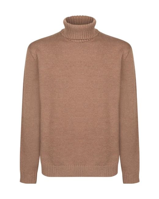 Incotex Brown Zanone High Neck Ribbed Jumper for men