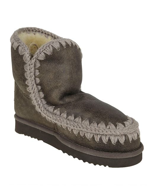 Mou Brown Eskimo 18 Stitched Trim Ankle Boots