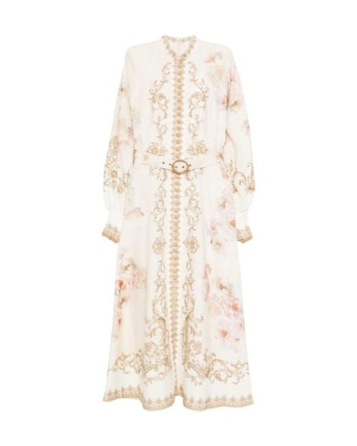 Zimmermann Natural Printed Button Dress