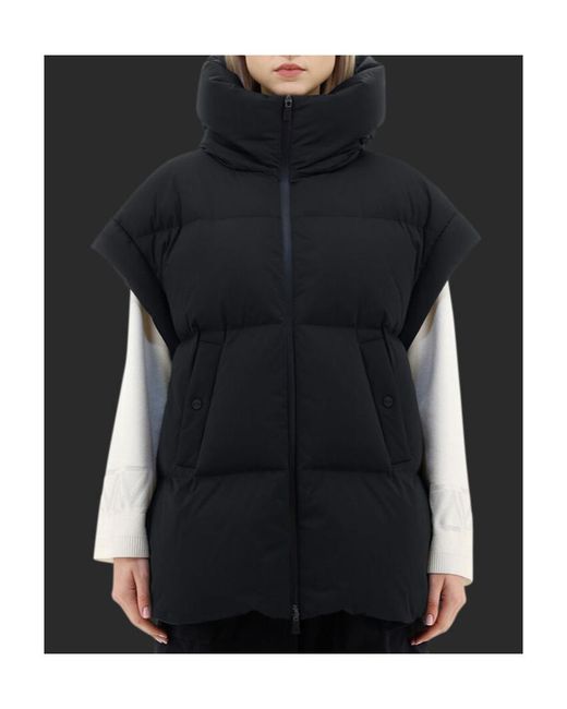 Herno Black Short-Sleeved High-Neck Down Jacket