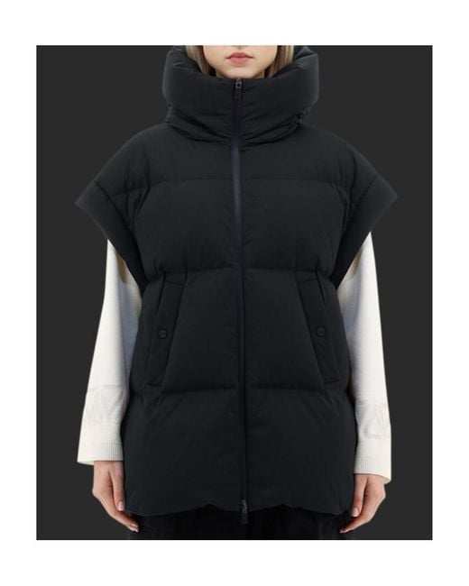 Herno Black Short-Sleeved High-Neck Down Jacket