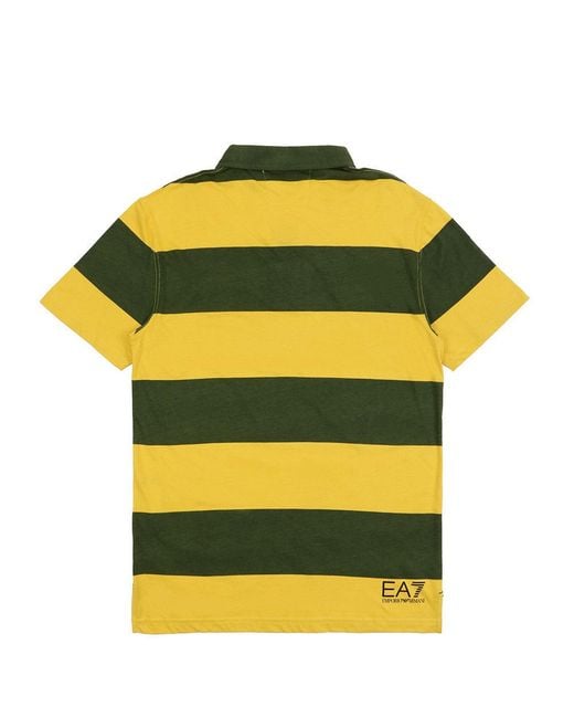 EA7 Yellow Logo Patch Polo Shirt for men
