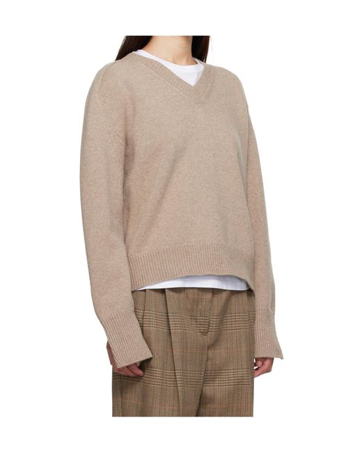 Rohe Natural Ribbed V-Neck Sweater