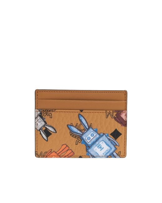 MCM Blue Pattern Card Holder for men
