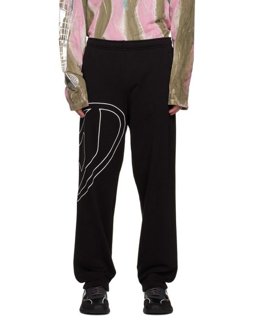 DIESEL Black Oval-D Logo Embroidered Track Pants for men