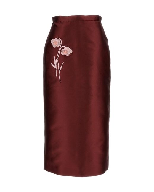 Erdem Embroidered Mikado Pencil Skirt
