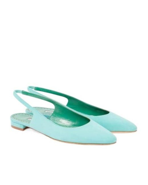 Manolo Blahnik Green Pointed Toe Backless Flat Single Shoes