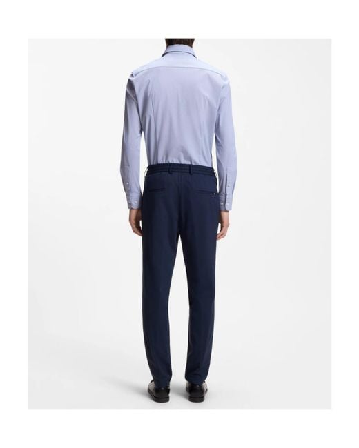 Boss Blue Geometric-Print Slim-Fit Shirt for men