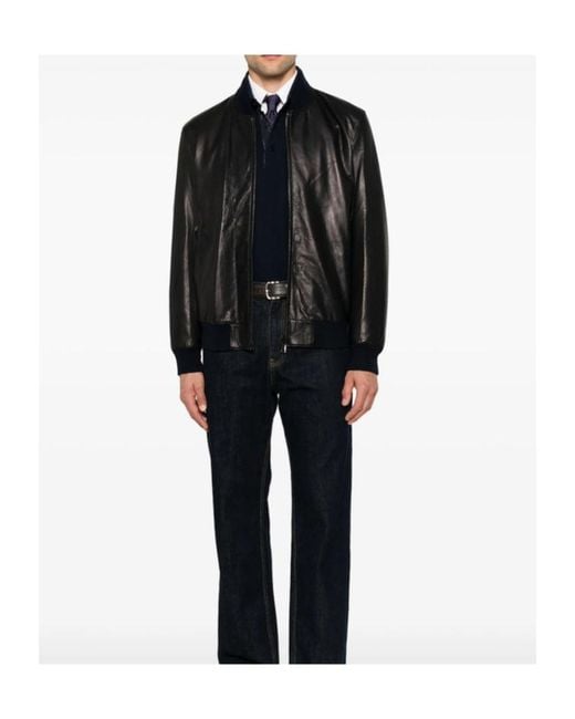 Brioni Black Bomber Jackets for men