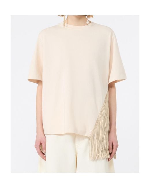 Sportmax Natural Fringe-Detail T-Shirt