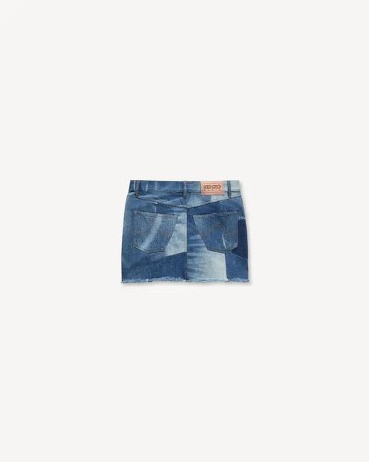 KENZO Blue Patchwork Short Denim Skirt