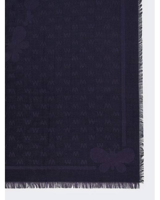 Weekend by Maxmara Blue All-Over Patterned Frayed Edge Scarf