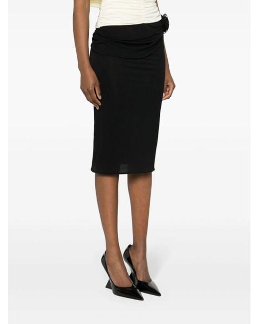 Magda Butrym Black Floral-Appliqué Skirt