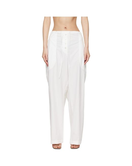 Studio Nicholson White Drawstring Casual Pants