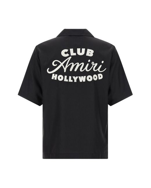 Amiri Black Embroidered-Pocket Short-Sleeve Shirt for men