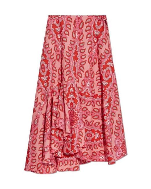 Etro Red Printed Midi Skirt