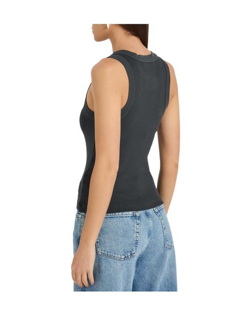 Citizens of Humanity Black Ribbed Cotton-Blend Tank