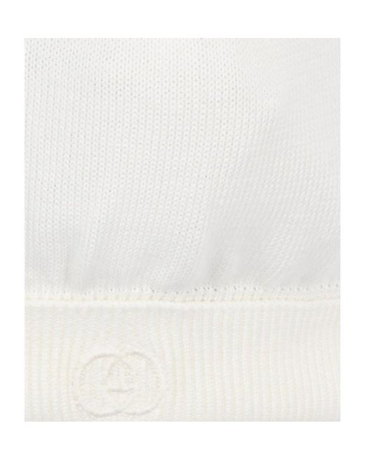 Gucci White Gg Pattern Knit Hat