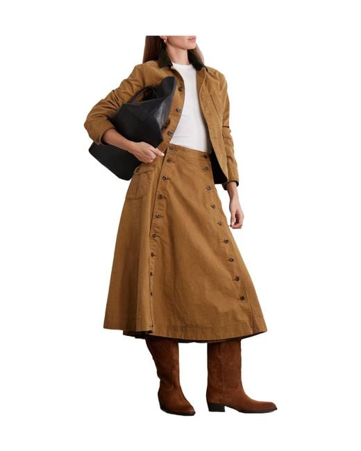 RRL Brown Cailtyn Cotton-Canvas Midi Skirt