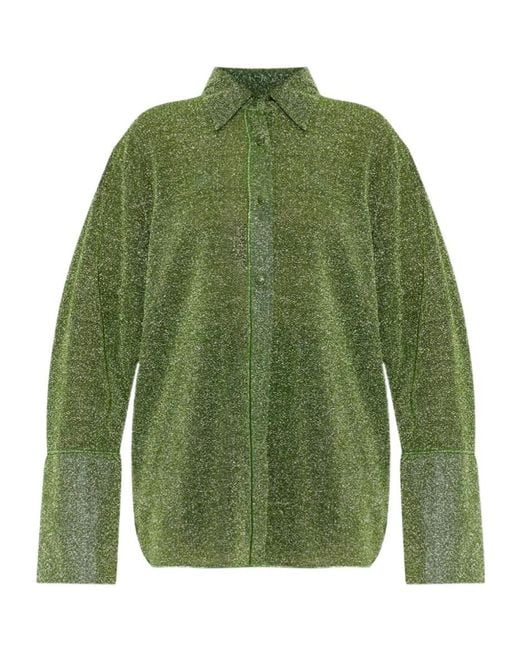 Oseree Green Oséree Lurex Oversized Shirt