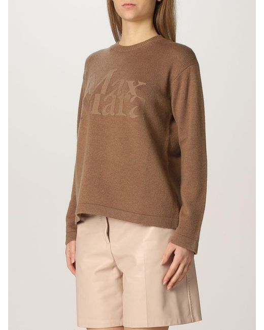 Max Mara Brown Logo Knitted Pullover