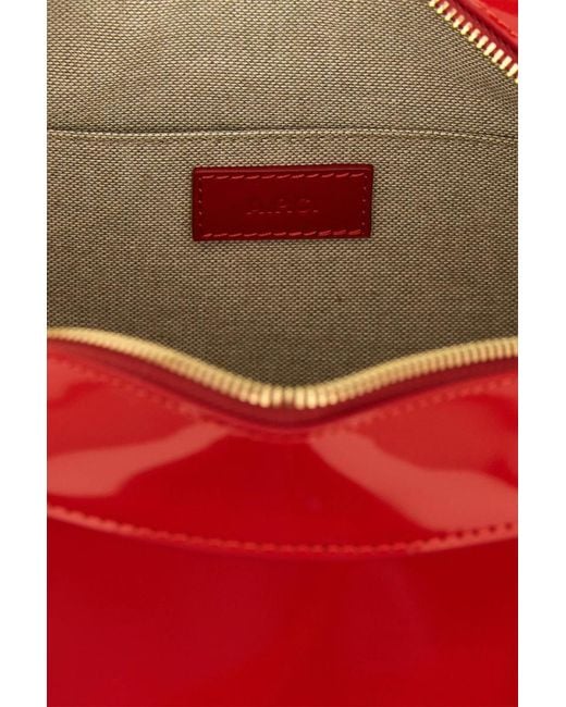 A.P.C. Red Zipped Top Handle Tote Bag