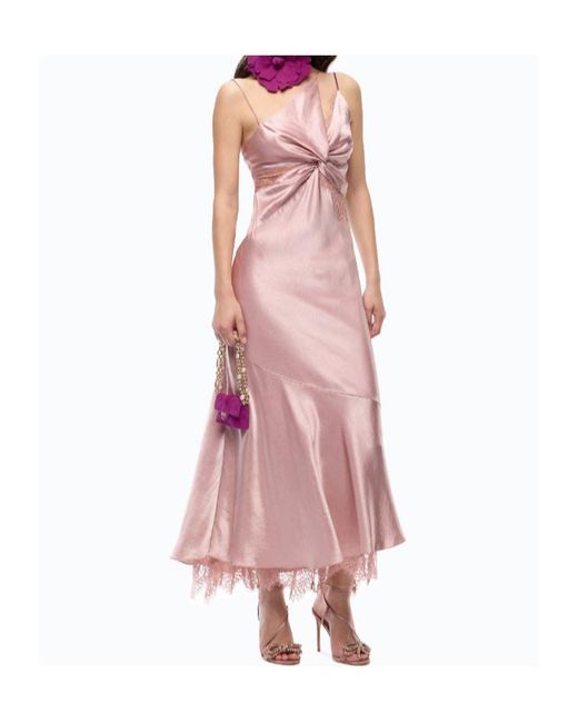 Pinko Pink Lace-Trim Twisted-Detail Midi Dress