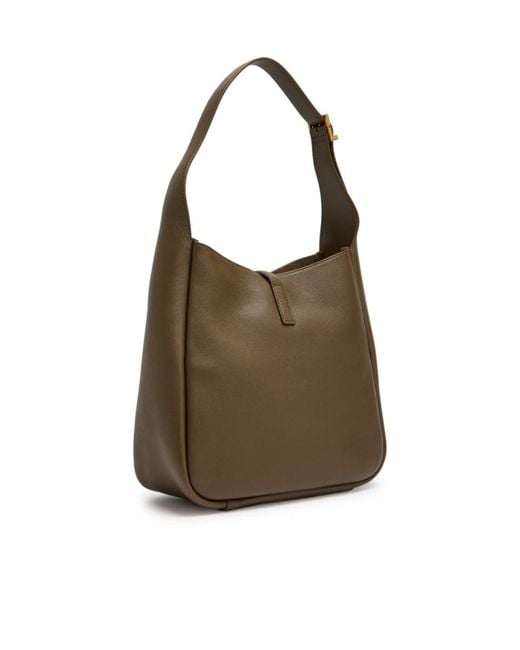 Saint Laurent Brown Le 5 À 7 Small Leather Hobo Bag