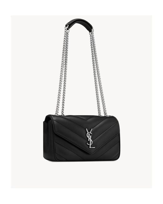Saint Laurent White Loulou Logo Plaque Small Shoulder Bag