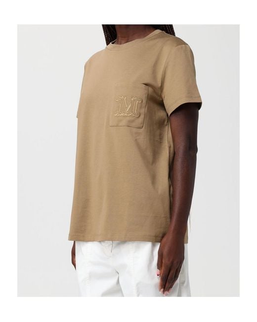 Max Mara Natural Papaia Logo Patch Crewneck T-Shirt