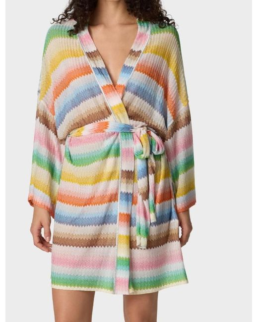 Missoni White Zigzag Belted Beachwear