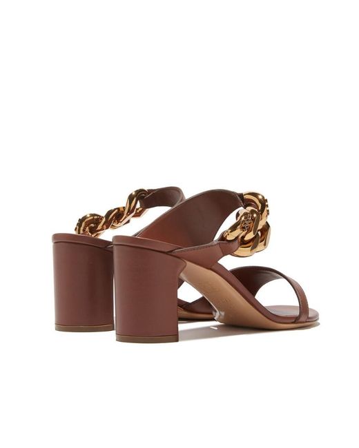 Casadei Brown Chain-Trimmed Sandals