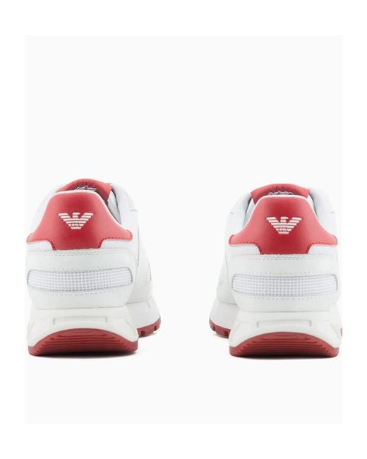 EA7 White Round Toe Sneakers for men