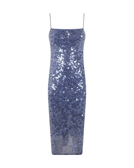 Ralph Lauren Blue Lauren Sequined Slip Midi Dress