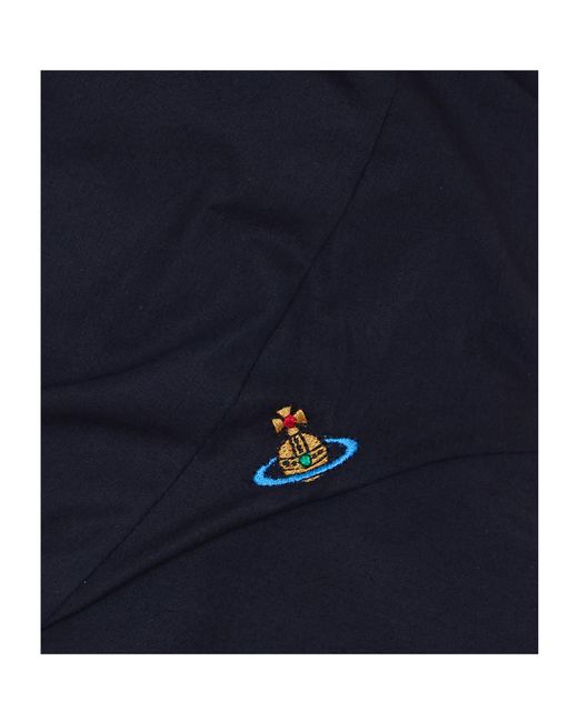 Vivienne Westwood Blue Orb Logo Embroidered Cropped Top
