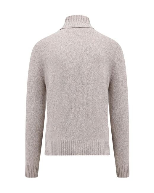 AMI Gray Ami De Coeur Roll Neck Knitted Jumper for men