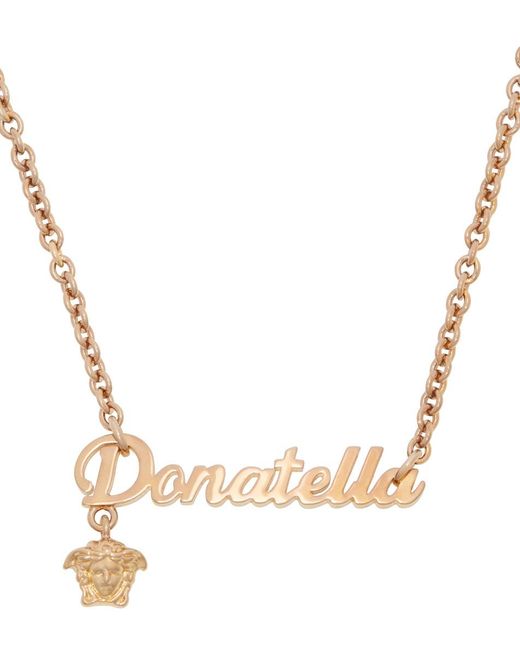 Versace Metallic Pattern Pendant Necklace
