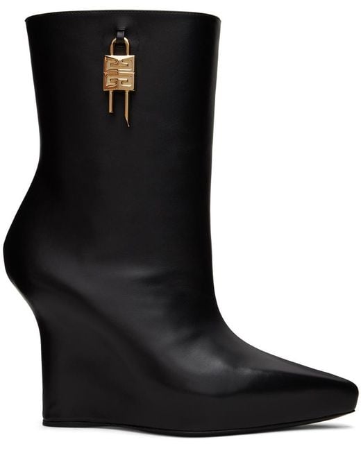 Givenchy Black Lock Plaque Detail Wedge Boots
