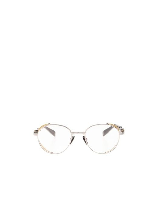 Balmain Natural Eyewear Brigade Round-Frame Glasses for men
