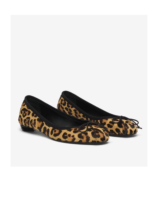 McQueen Brown Armadillo Leopard Printed Ballet Flat