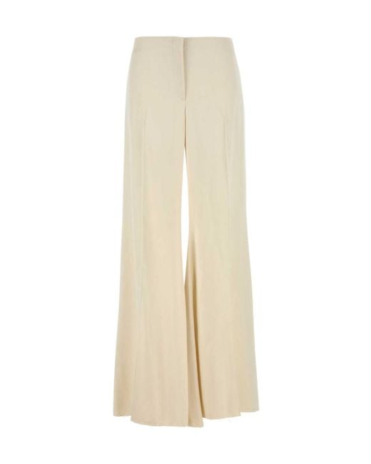 McQueen Natural Satin Wide-Leg Trousers