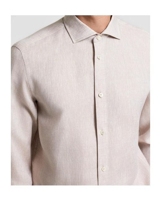 Peserico White Long-Sleeved Button-Up Shirt for men