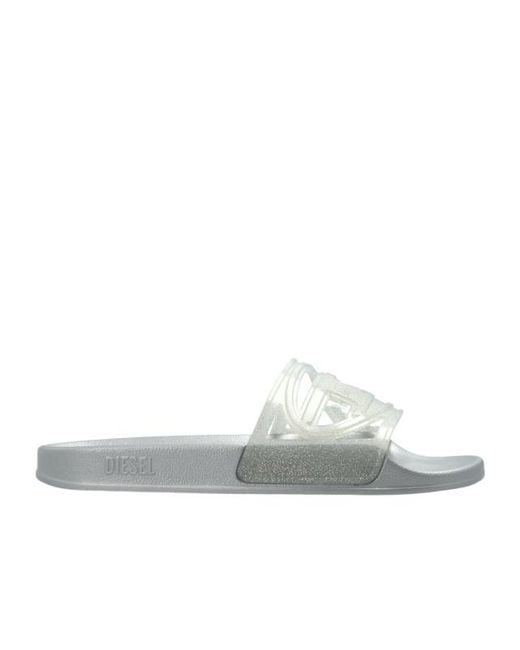 DIESEL White Round-Toe Slippers