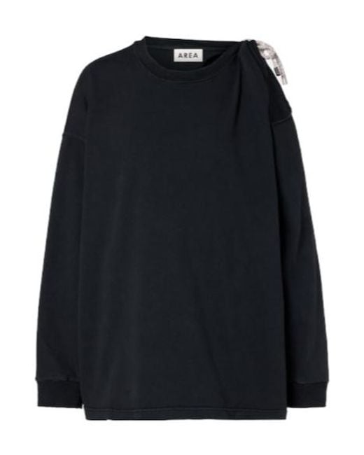 Area Black Embellished Cotton Jersey T-Shirt