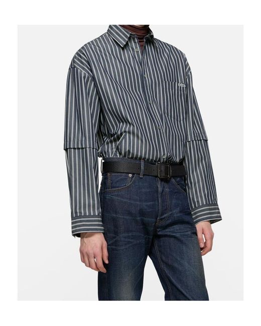 Acne Gray Striped Shirt for men