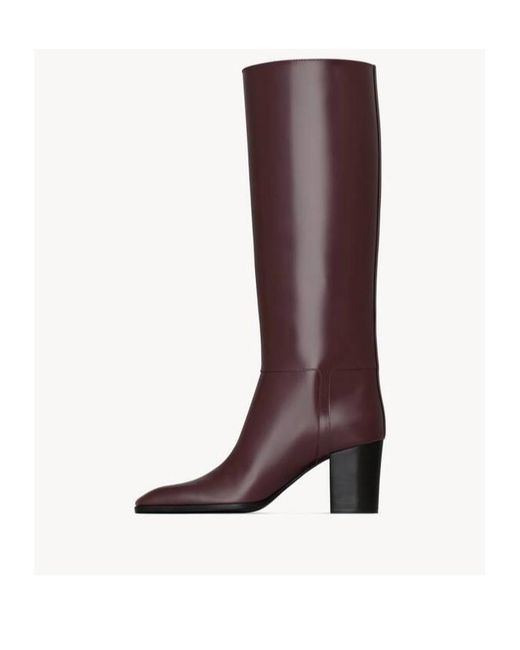 Saint Laurent Brown Julia Square Toe Boots