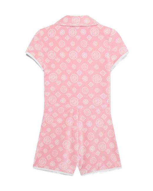 Casablanca Pink Velour Monogram Playsuit