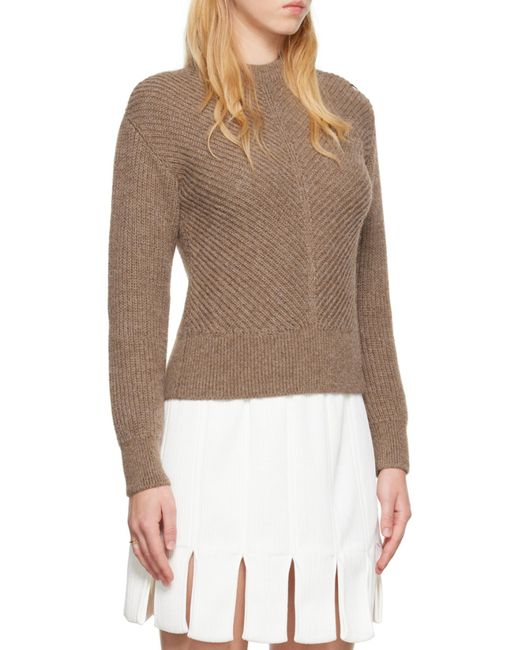 Bottega Veneta Brown Chevron Motif Knit Jumper