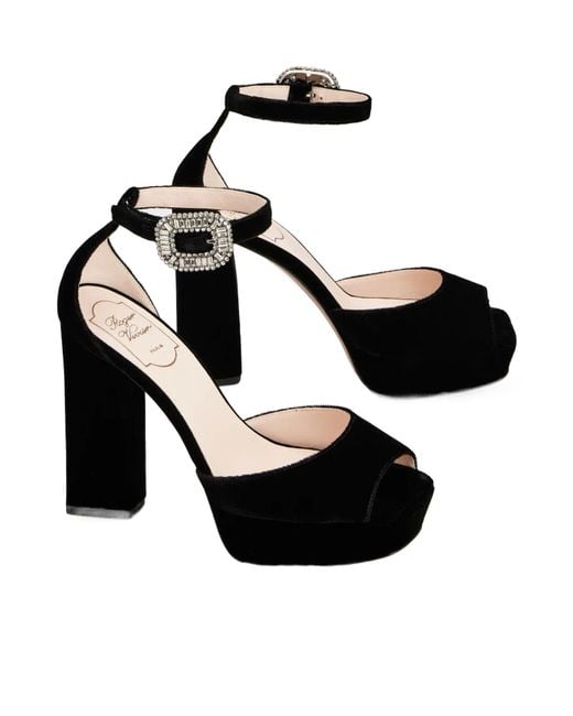 Roger Vivier Black Velvet Platform Sandals
